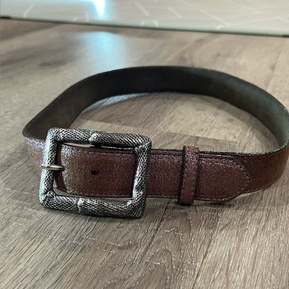 ABACO Paris Leather Size Small Belt Silver Made in Italy Clasp Buckle Vintage - Picture 3 of 8